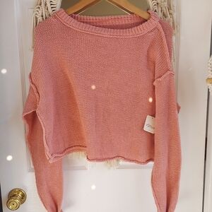Free People Blush Pink Knit Sweater
